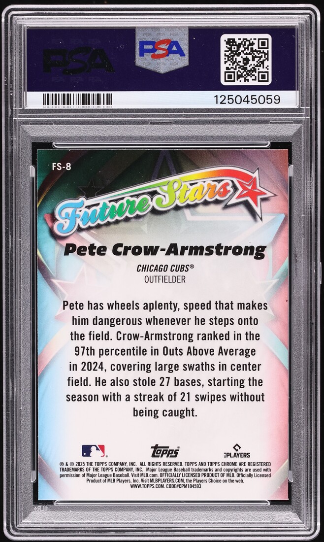 2025 Topps Chrome Future Stars Pete Crow-Armstrong #FS-8 PSA 10 GEM MINT