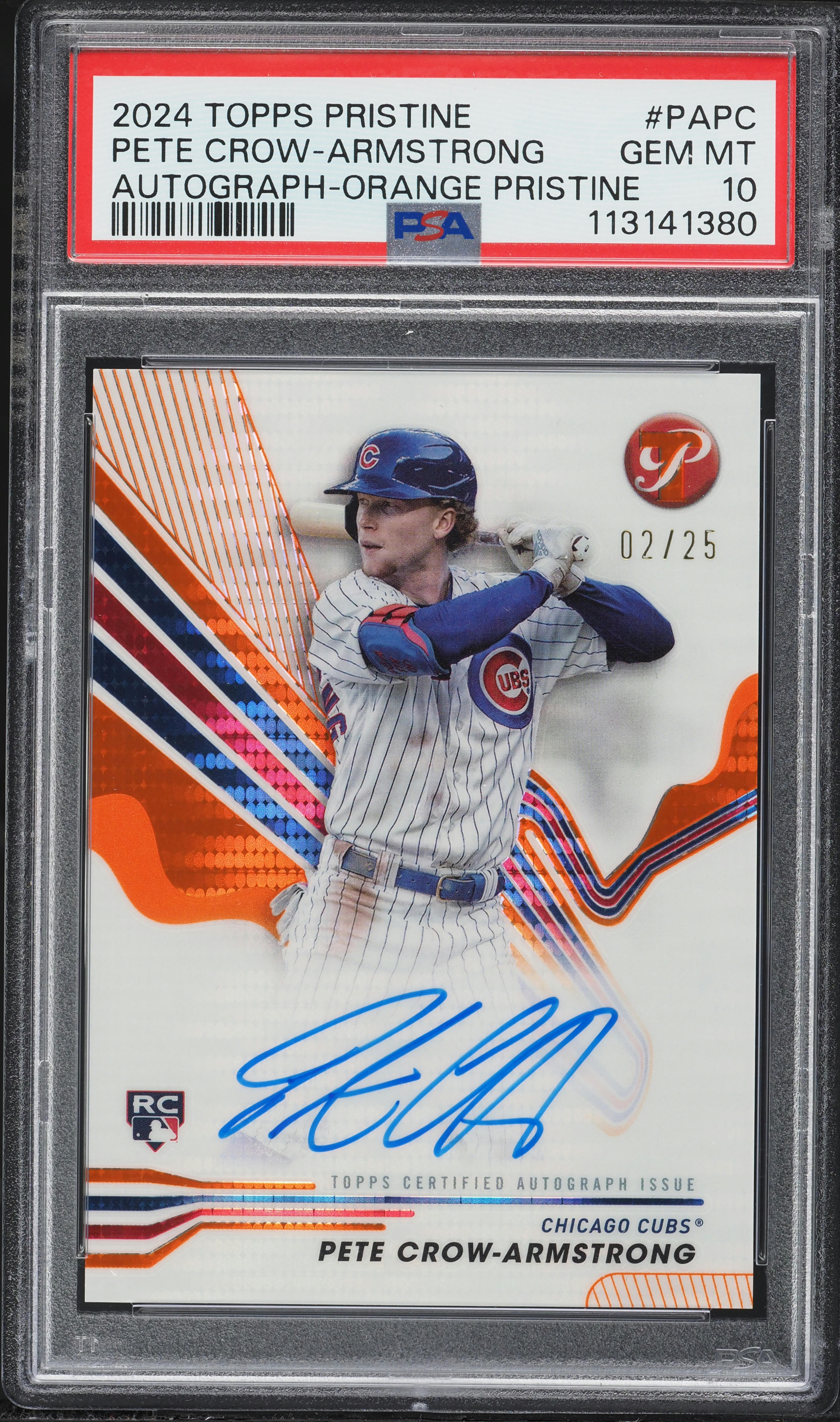 2024 Topps Pristine Orange Pete Crow-Armstrong ROOKIE AUTO