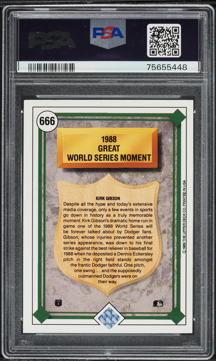 1989 Upper Deck Kirk Gibson #666 PSA 8 NM-MT