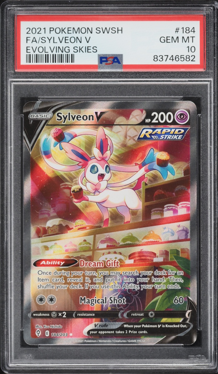 2021 Pokemon Sword & Shield Evolving Skies Full Art Sylveon V #184 PSA 10 GEM MINT