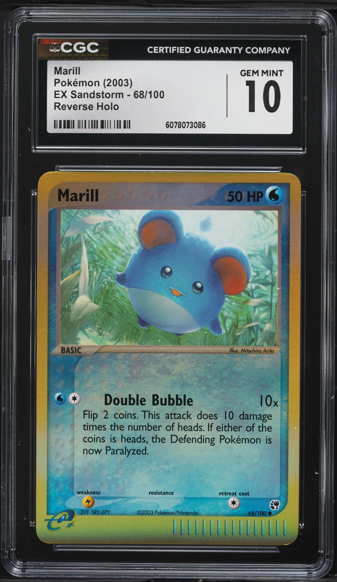 2003 Pokemon EX Sandstorm Reverse Holo Marill #68 CGC 10 GEM MINT on ...