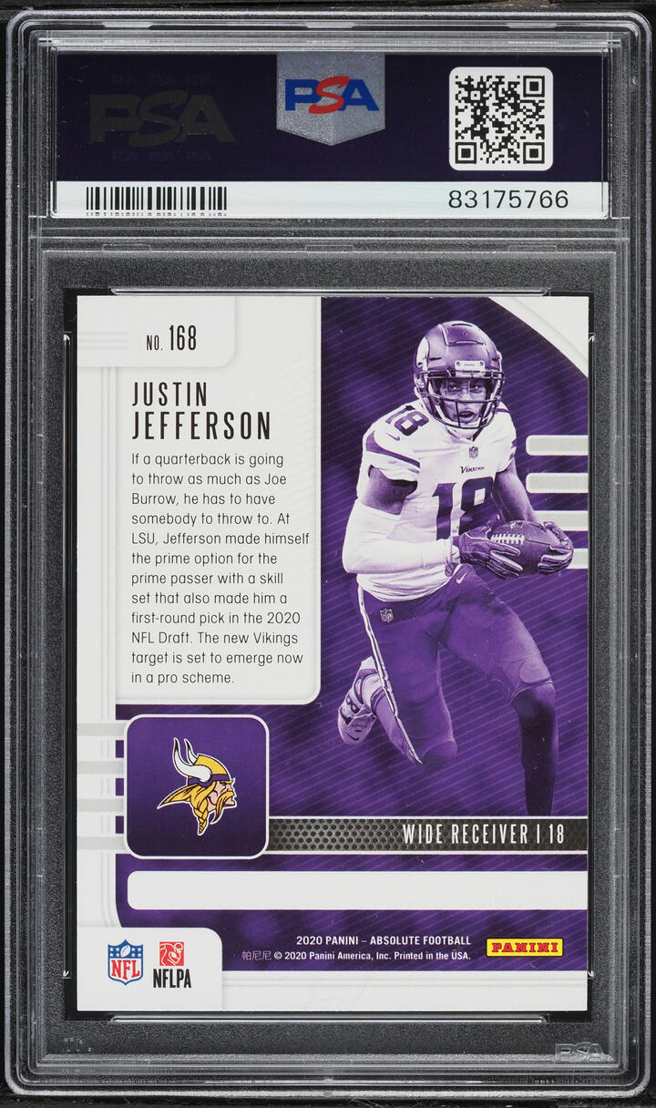 2020 Absolute Football Justin Jefferson ROOKIE #168 PSA 9 MINT