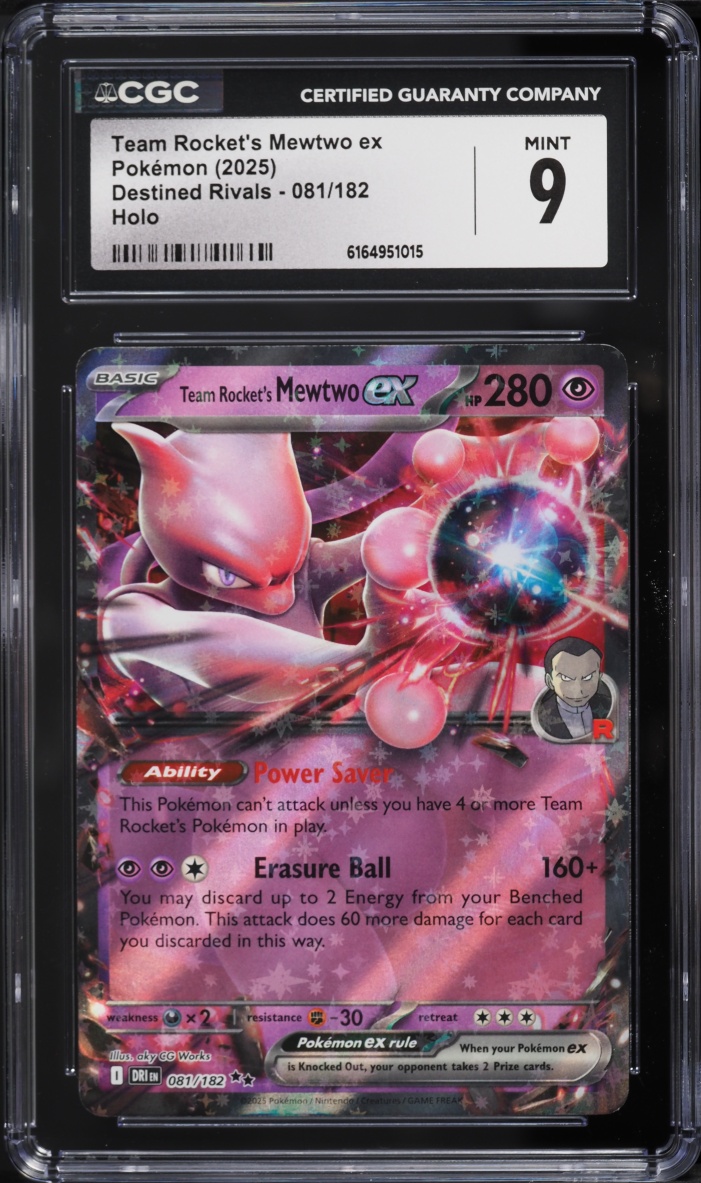 2025 Pokemon Scarlet & Violet Destined Rivals Holo Team Rocket's Mewtwo ex #81 CGC 9 MINT