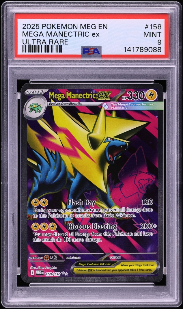 2025 Pokemon Mega Evolution Full Art Mega Manectric ex #158 PSA 9 MINT