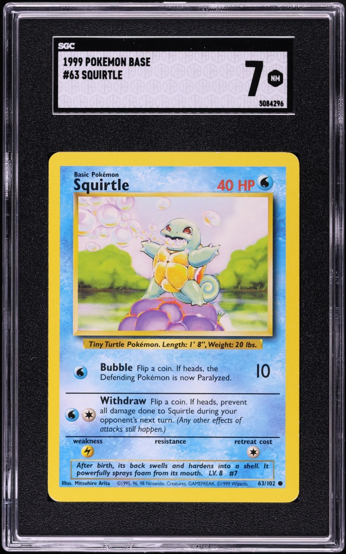 1999 Pokemon Base Set Squirtle #63 SGC 7 NRMT