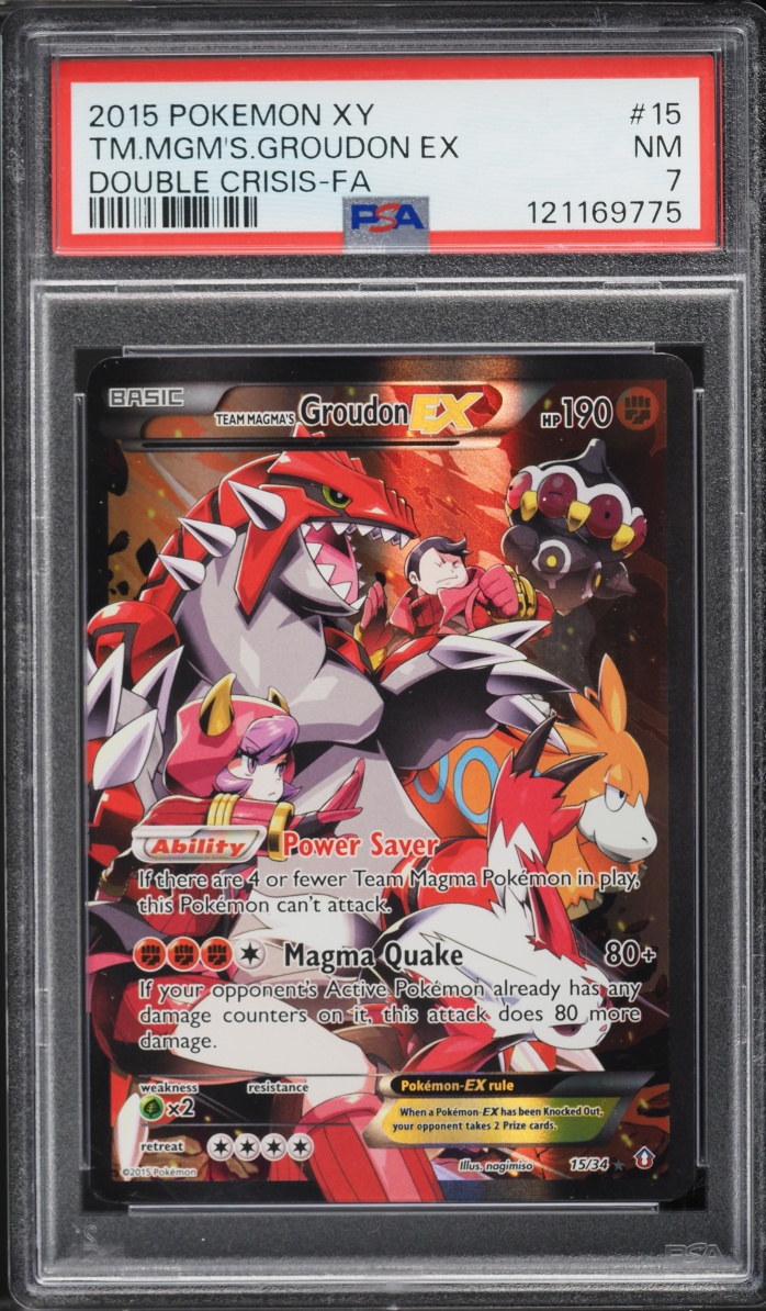 2015 Pokemon XY Double Crisis Full Art Team Magma's Groudon EX #15 PSA 7 NRMT