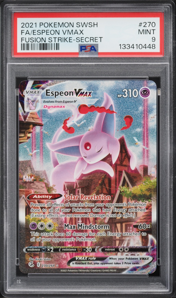 2021 Pokemon Sword & Shield Fusion Strike Full Art Espeon VMAX #270 PSA 9 MINT