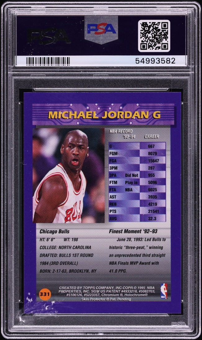 1994 Finest Basketball w/ Coating Michael Jordan #331 PSA 9 MINT