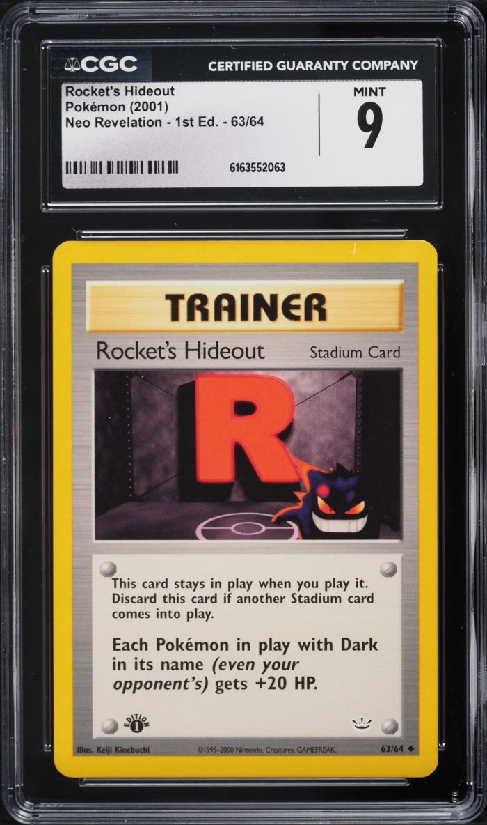 2001 Pokemon Neo Revelation 1st Edition Rocket's Hideout #63 CGC 9 MINT
