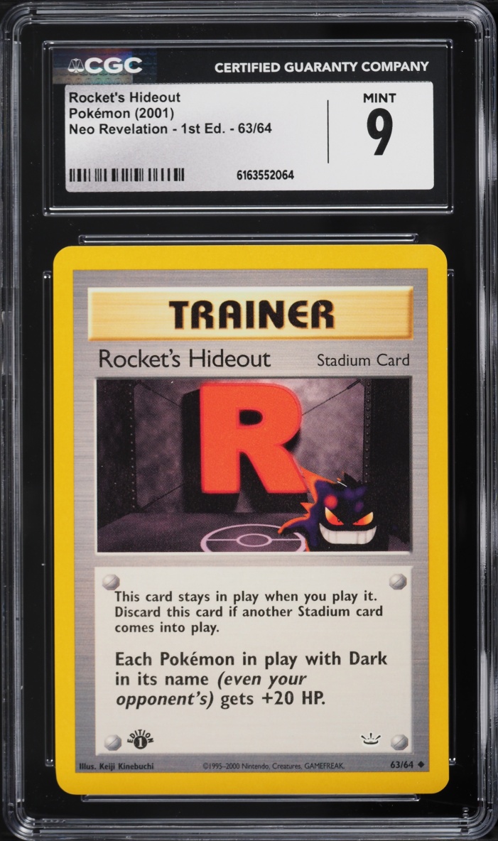 2001 Pokemon Neo Revelation 1st Edition Rocket's Hideout #63 CGC 9 MINT