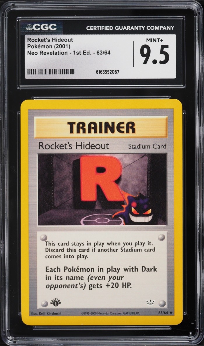 2001 Pokemon Neo Revelation 1st Edition Rocket's Hideout #63 CGC 9.5 MINT+