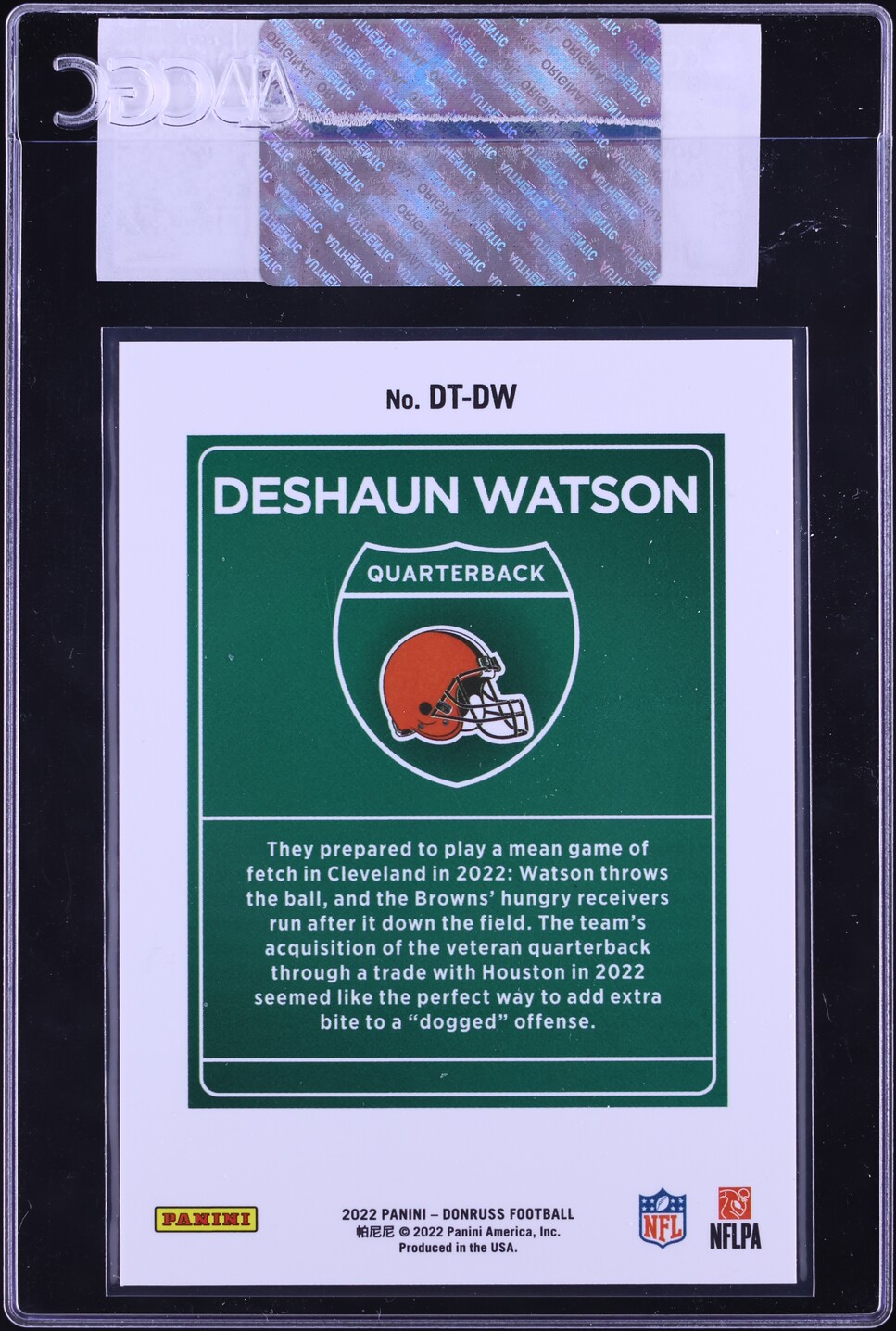 2022 Donruss Downtown Deshaun Watson #DT-DW CGC AUTH