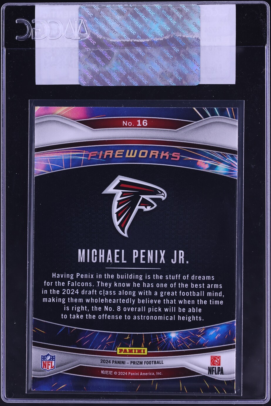 2024 Panini Prizm Fireworks Michael Penix Jr. ROOKIE #16 CGC AUTH