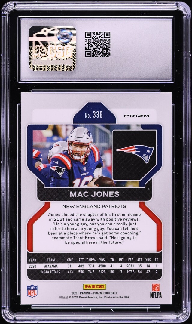 2021 Panini Prizm Red White & Blue Mac Jones ROOKIE #336 CSG 9 MINT