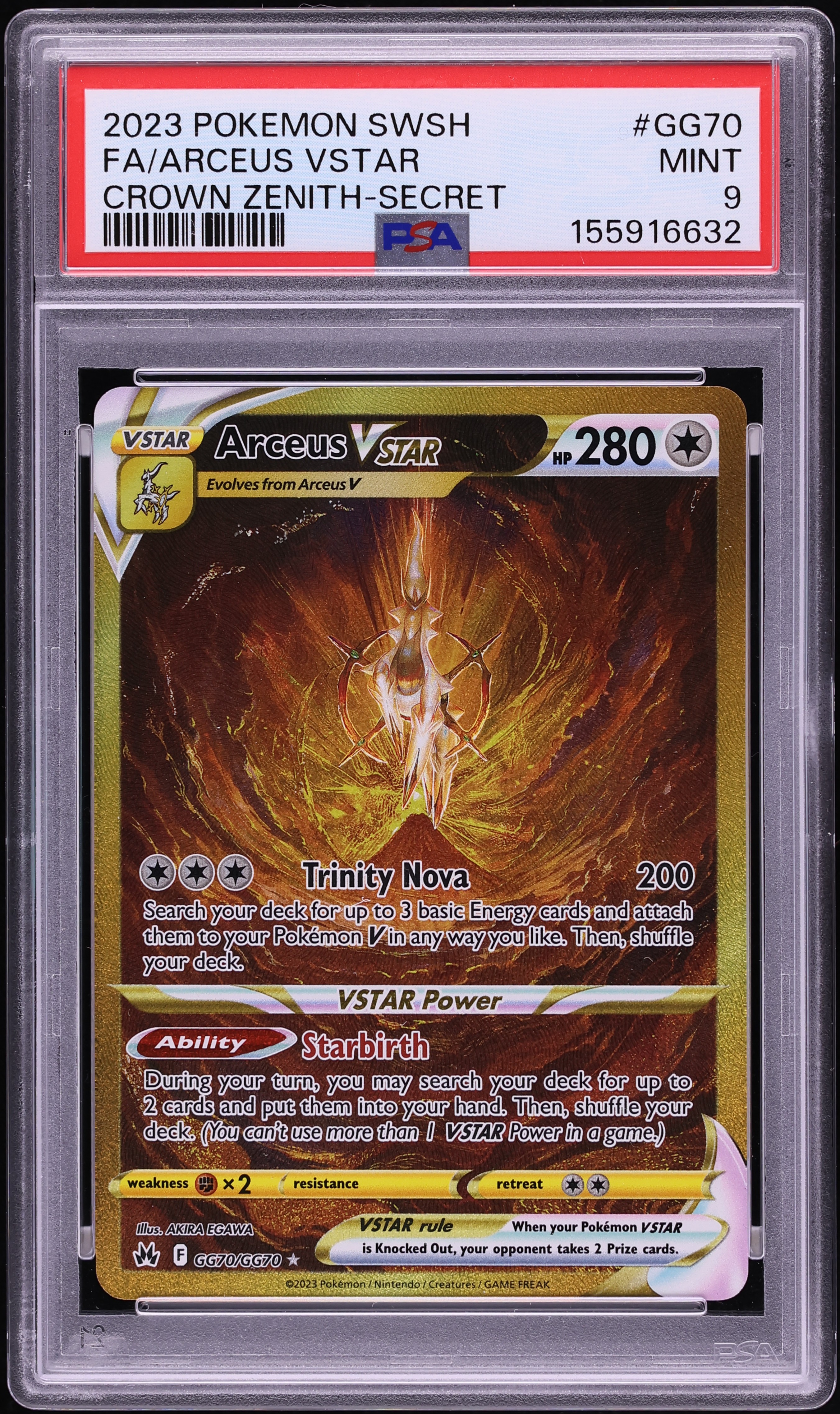 2023 Pokemon Sword & Shield Crown Zenith Gold Rare Arceus VSTAR #GG70 PSA 9 MINT