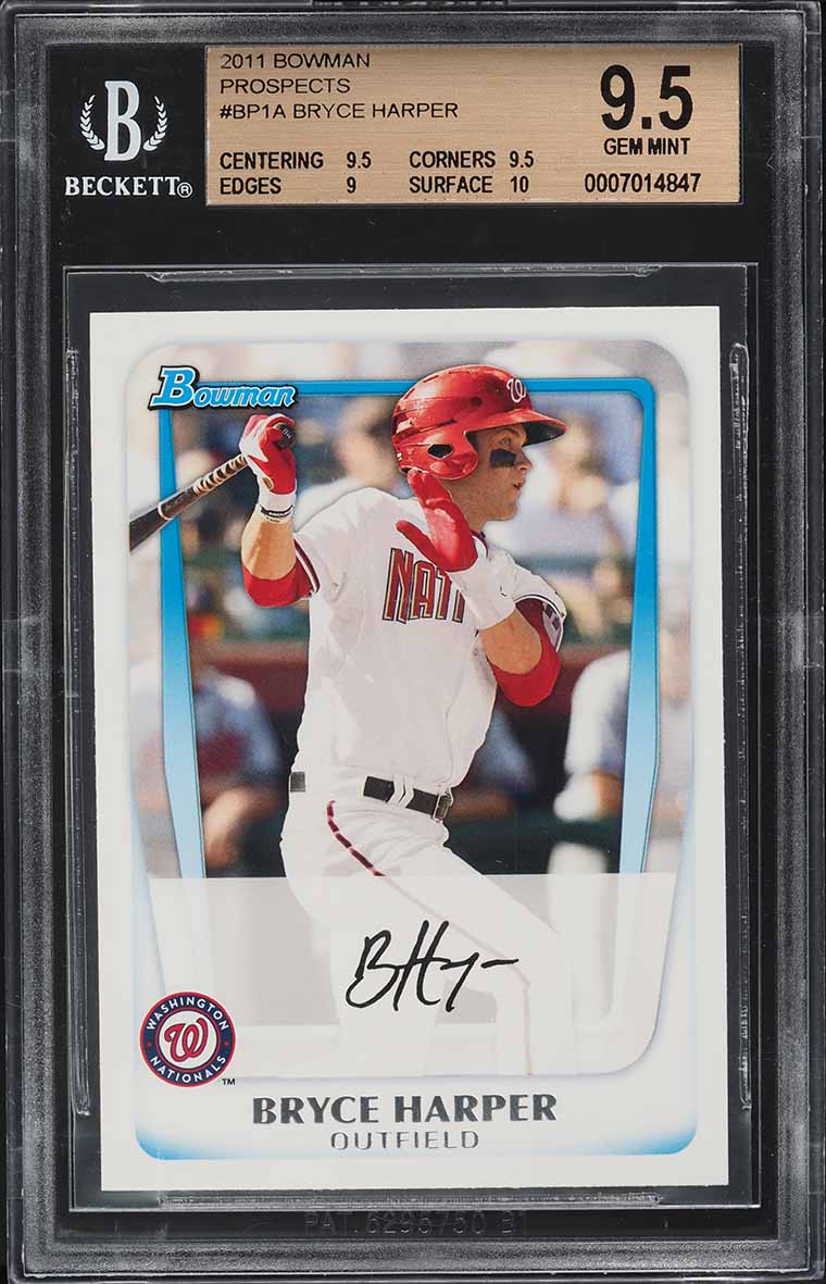 2011 Bowman Bryce Harper PROSPECT #BP1 BGS 9.5 GEM MINT on