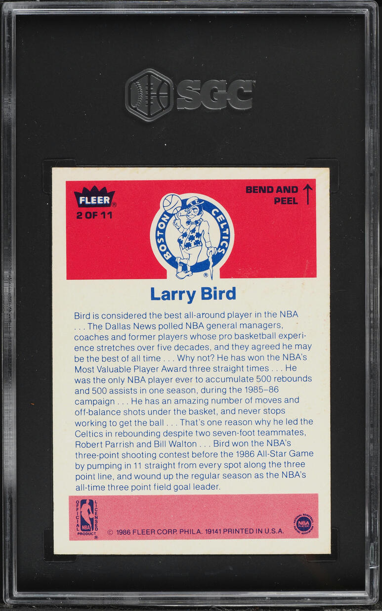 1986 Fleer Sticker Larry Bird #2 SGC 6.5 EXMT+