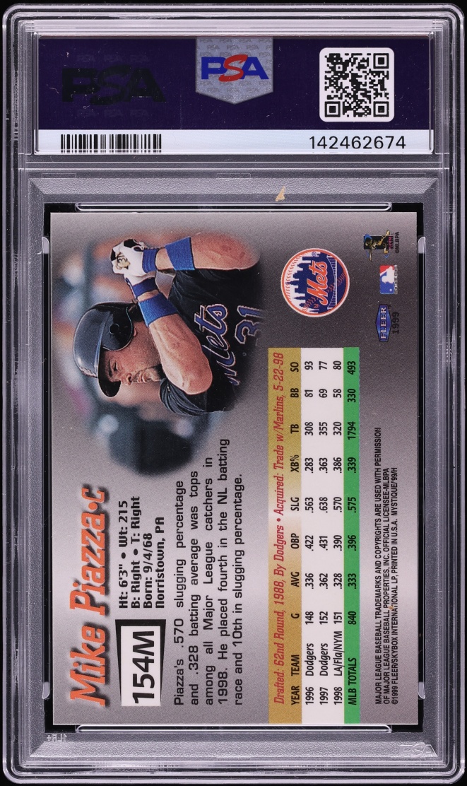 1999 Fleer Mystique Masterpiece Mike Piazza 1/1 #154M PSA 7 NRMT