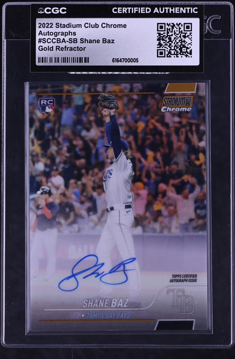 2022 Stadium Club Chrome Gold Refractor Shane Baz ROOKIE AUTO /50 #SCCBA-SB CGC AUTH