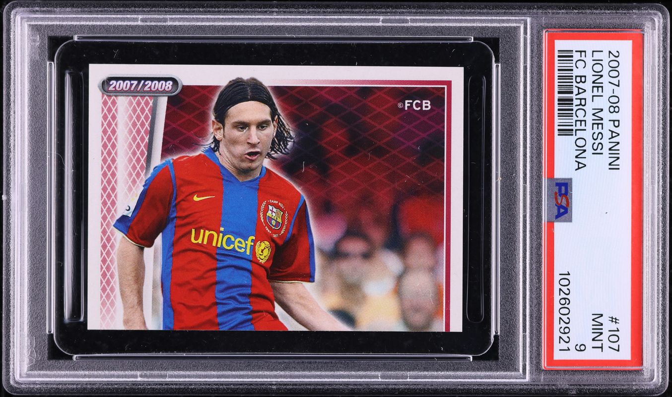2007 Panini FC Barcelona Lionel Messi #107 PSA 9 MINT on Fanatics Collect