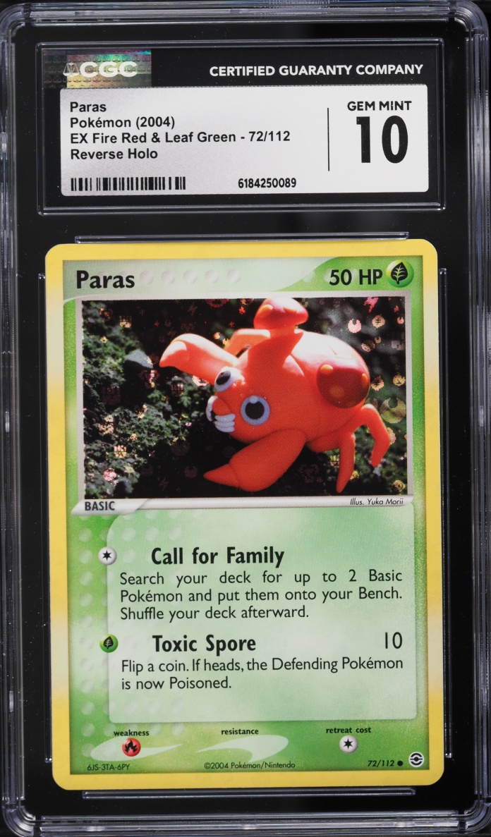 2004 Pokemon EX Fire Red & Leaf Green Reverse Holo Paras #72 CGC 10 GEM MINT