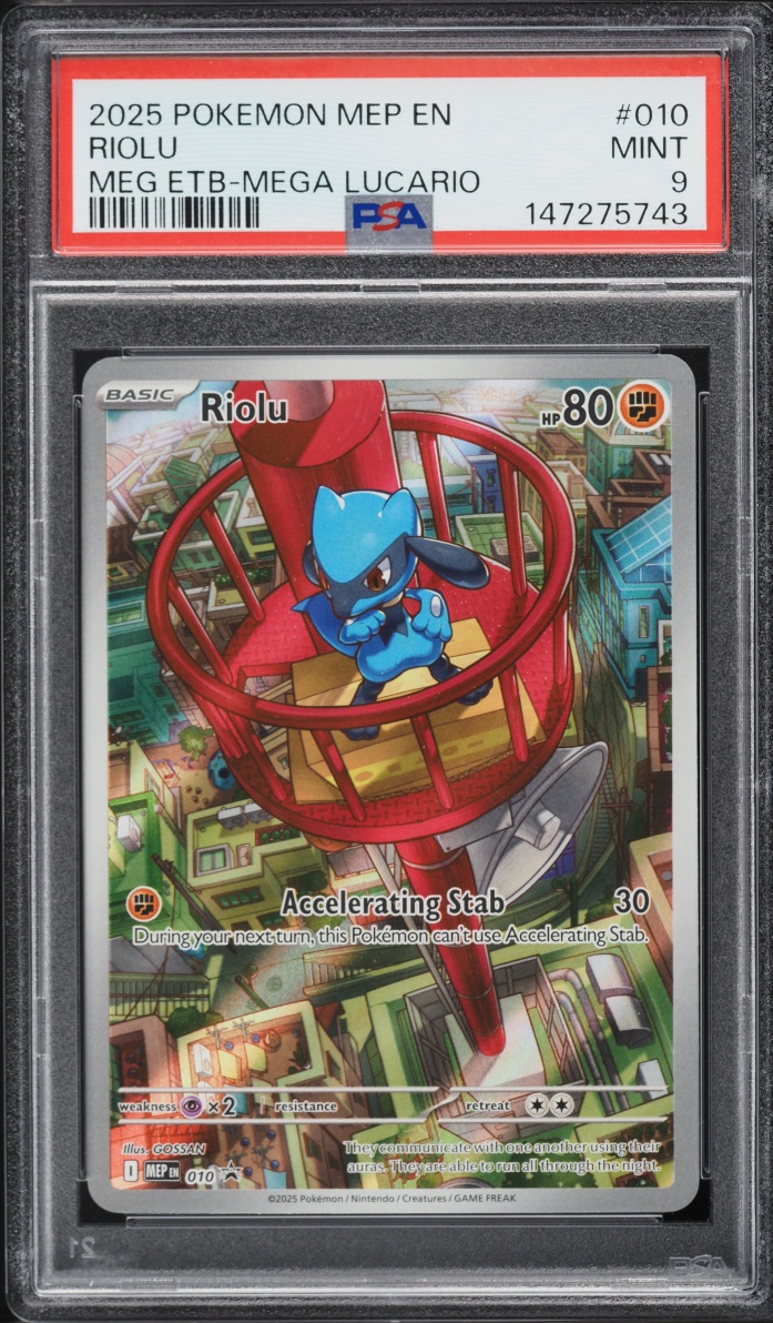 2025 Pokemon Mega Evolution Promo ETB Mega Lucario Alt Art Riolu #10 PSA 9 MINT