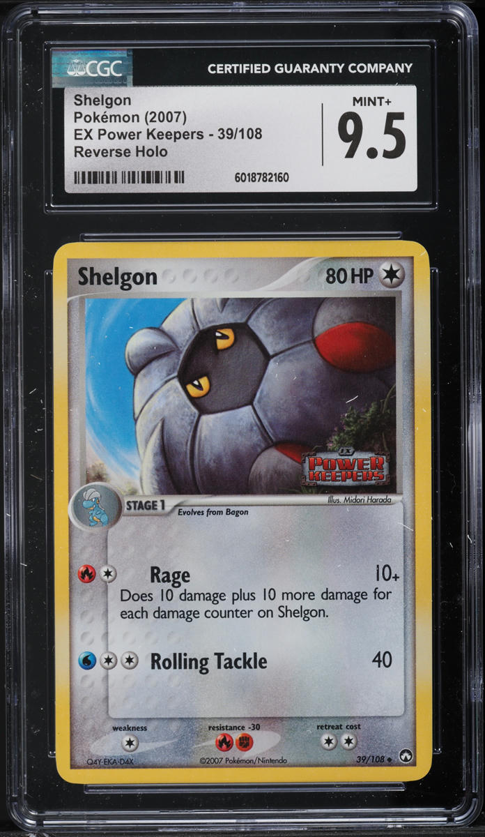 2007 Pokemon EX Power Keepers Reverse Holo Shelgon #39 CGC 9.5 MINT+