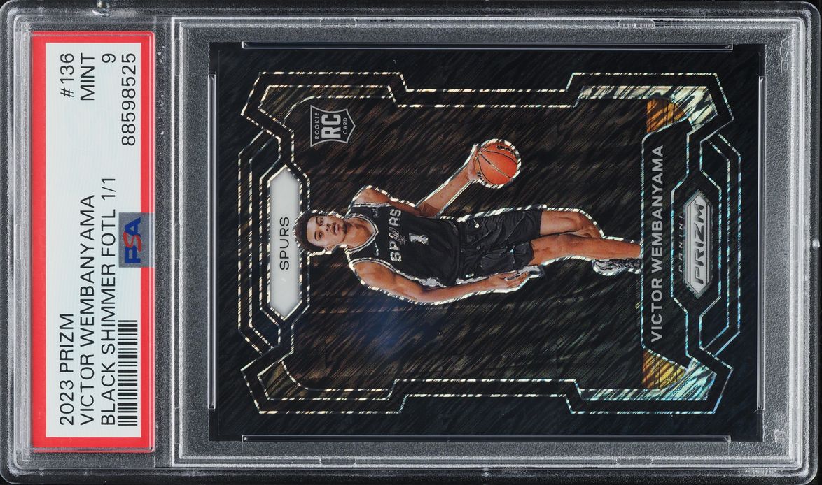2023 Panini Prizm Black Shimmer FOTL Victor Wembanyama ROOKIE 1/1 #136 PSA 9