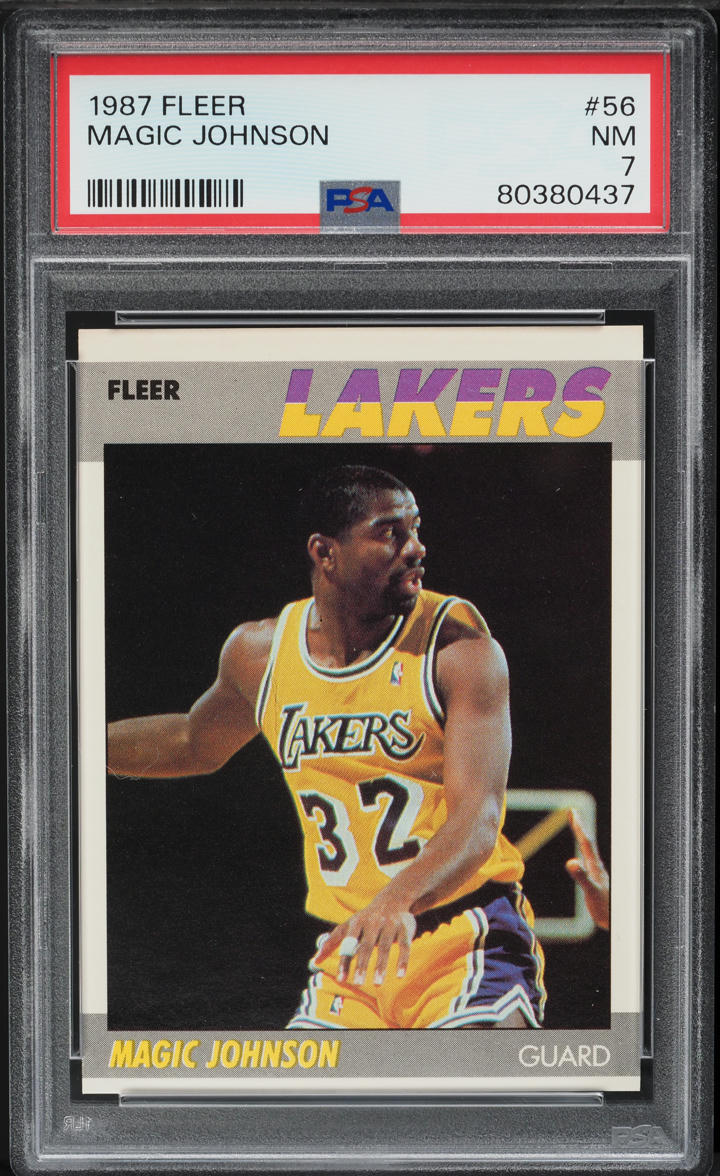 1987 Fleer Basketball Magic Johnson #56 PSA 7 NRMT
