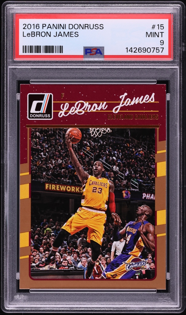 2016 Donruss Basketball LeBron James w/ Kobe Bryant #15 PSA 9 MINT