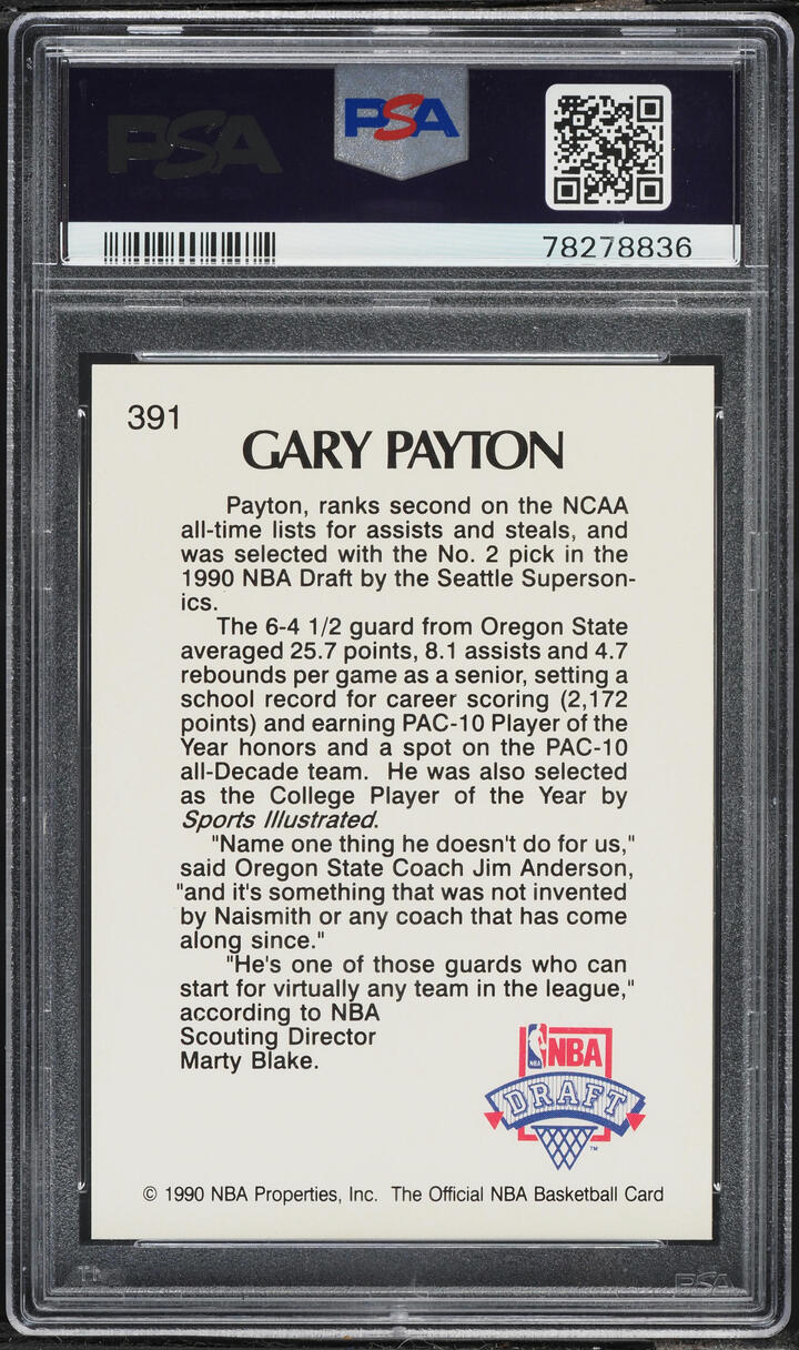 1990 Hoops Gary Payton ROOKIE #391 PSA 9 MINT