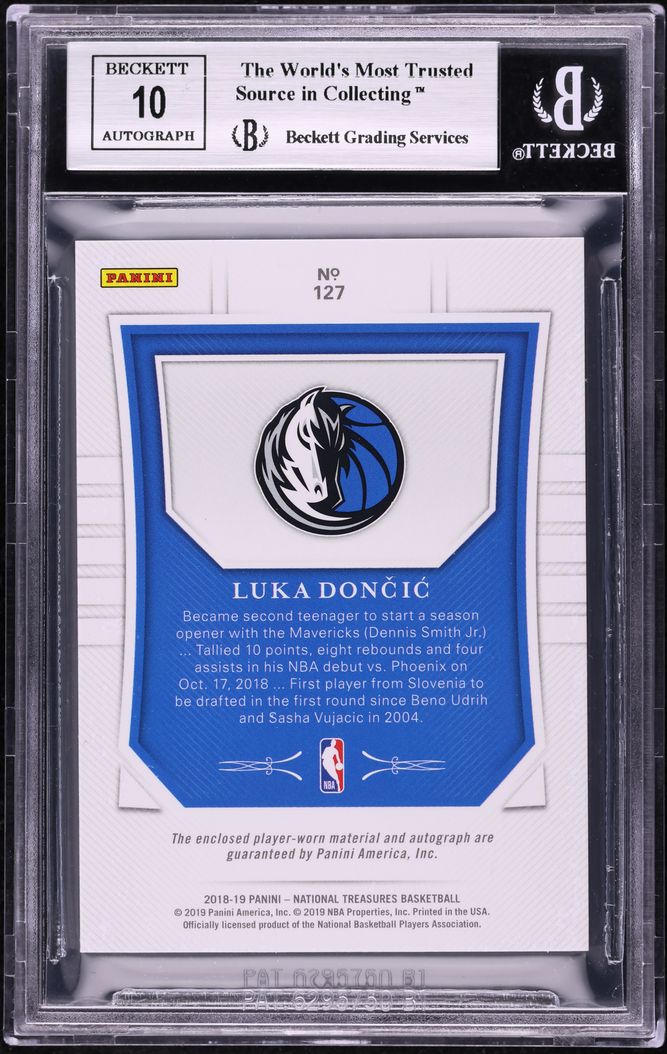2018 National Treasures Luka Doncic ROOKIE PATCH AUTO /99 #127 BGS 9 MINT
