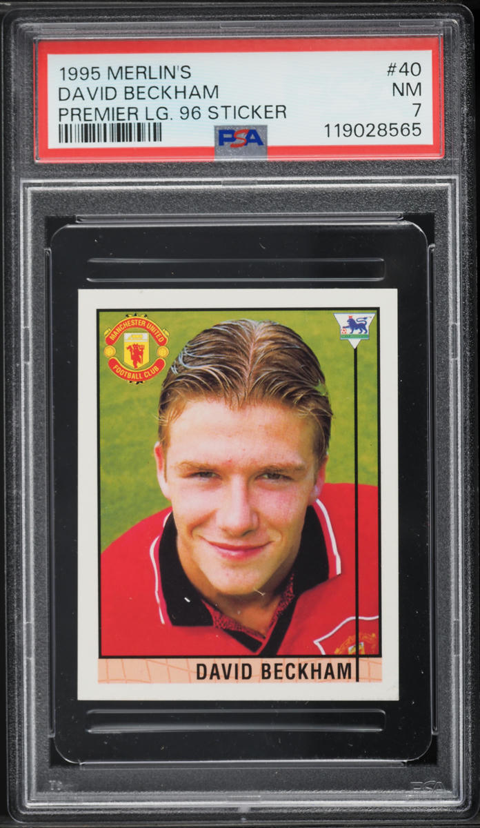1995 Merlin's Premier League '96 Sticker David Beckham ROOKIE #40 PSA 7 ...