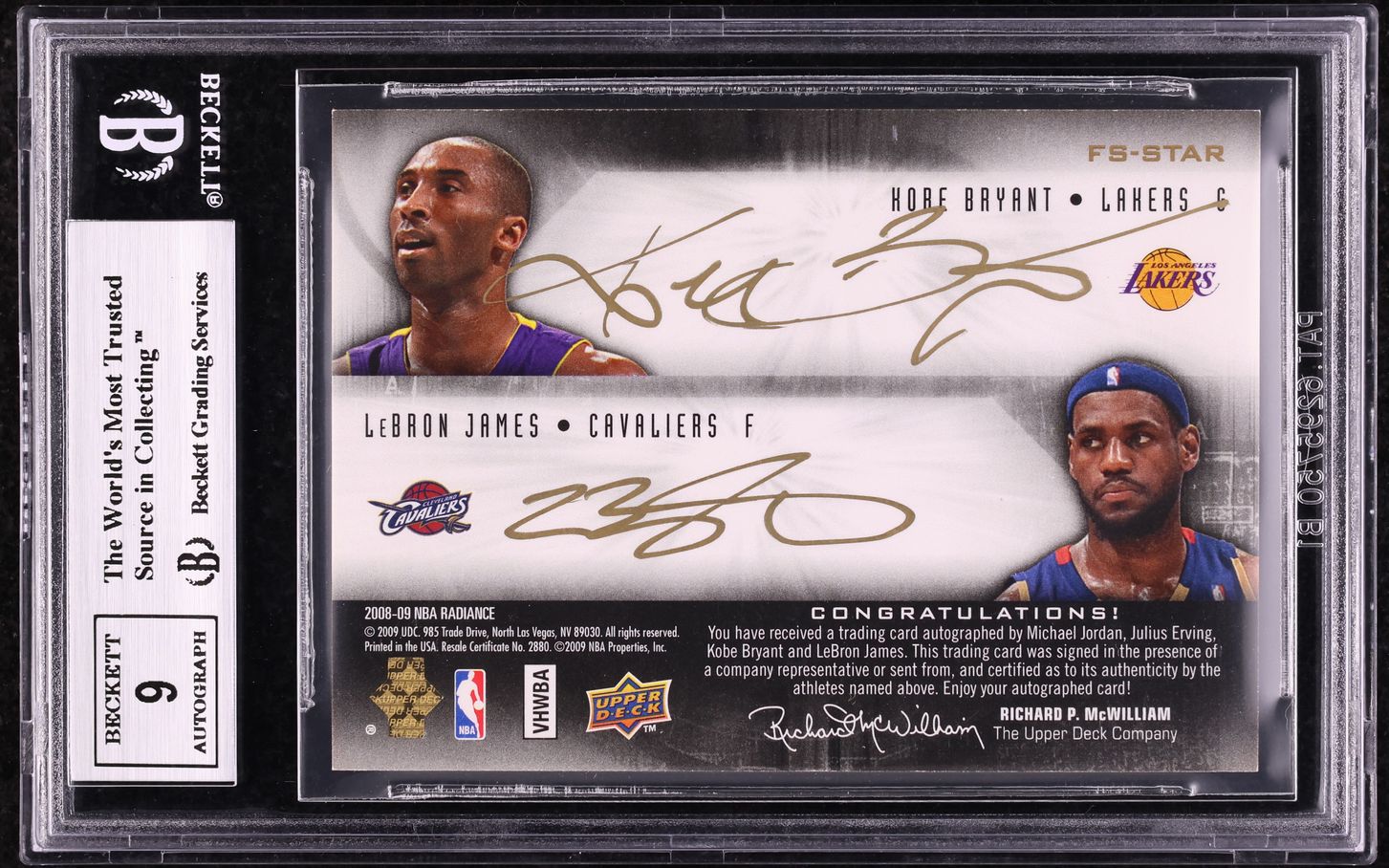 2008 UD Radiance Michael Jordan Kobe Bryant LeBron James Erving AUTO 10/10 BGS 9