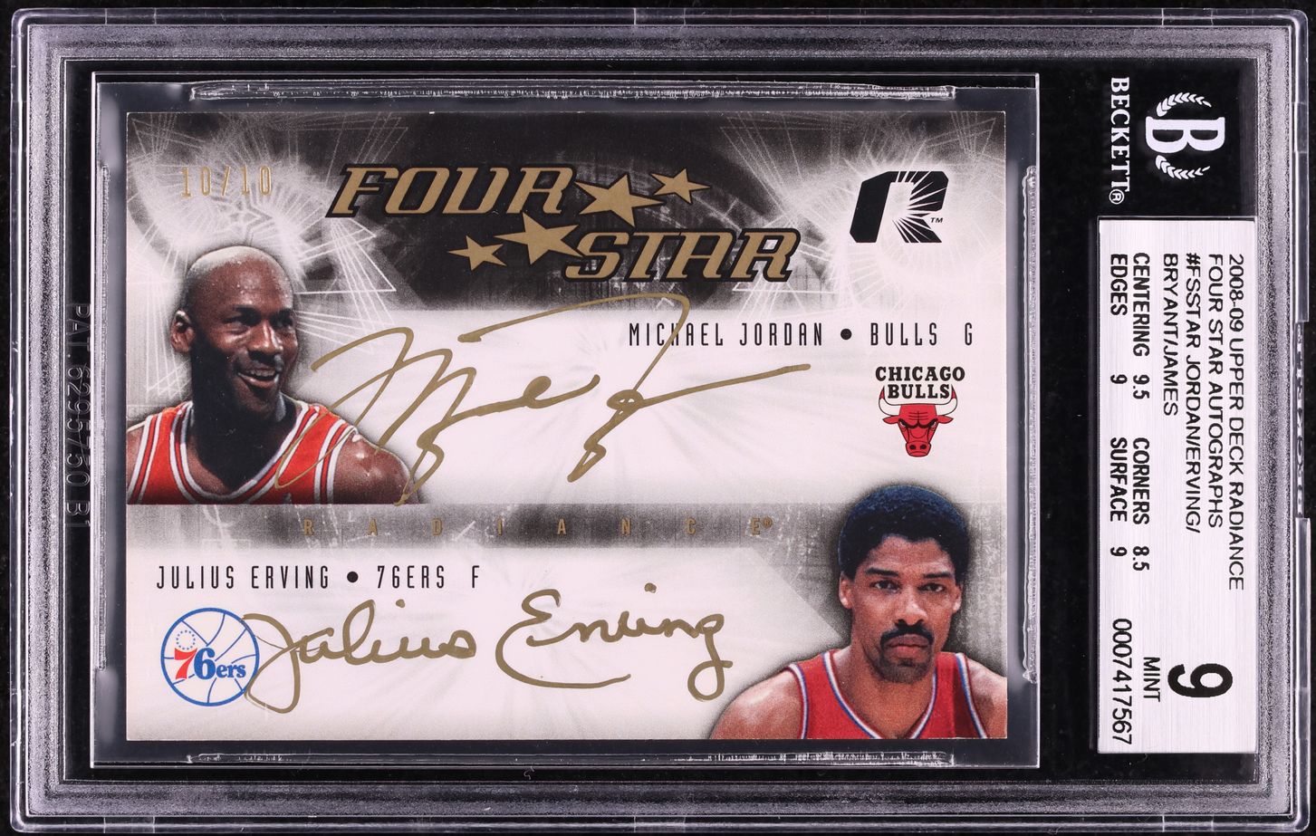 2008 UD Radiance Michael Jordan Kobe Bryant LeBron James Erving AUTO 10/10 BGS 9