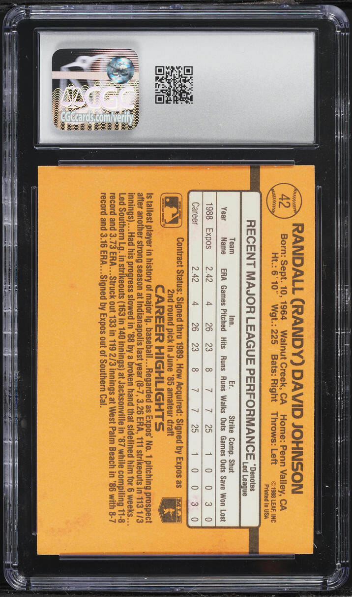 1989 Donruss Randy Johnson ROOKIE #42 CGC 5.5 EX+