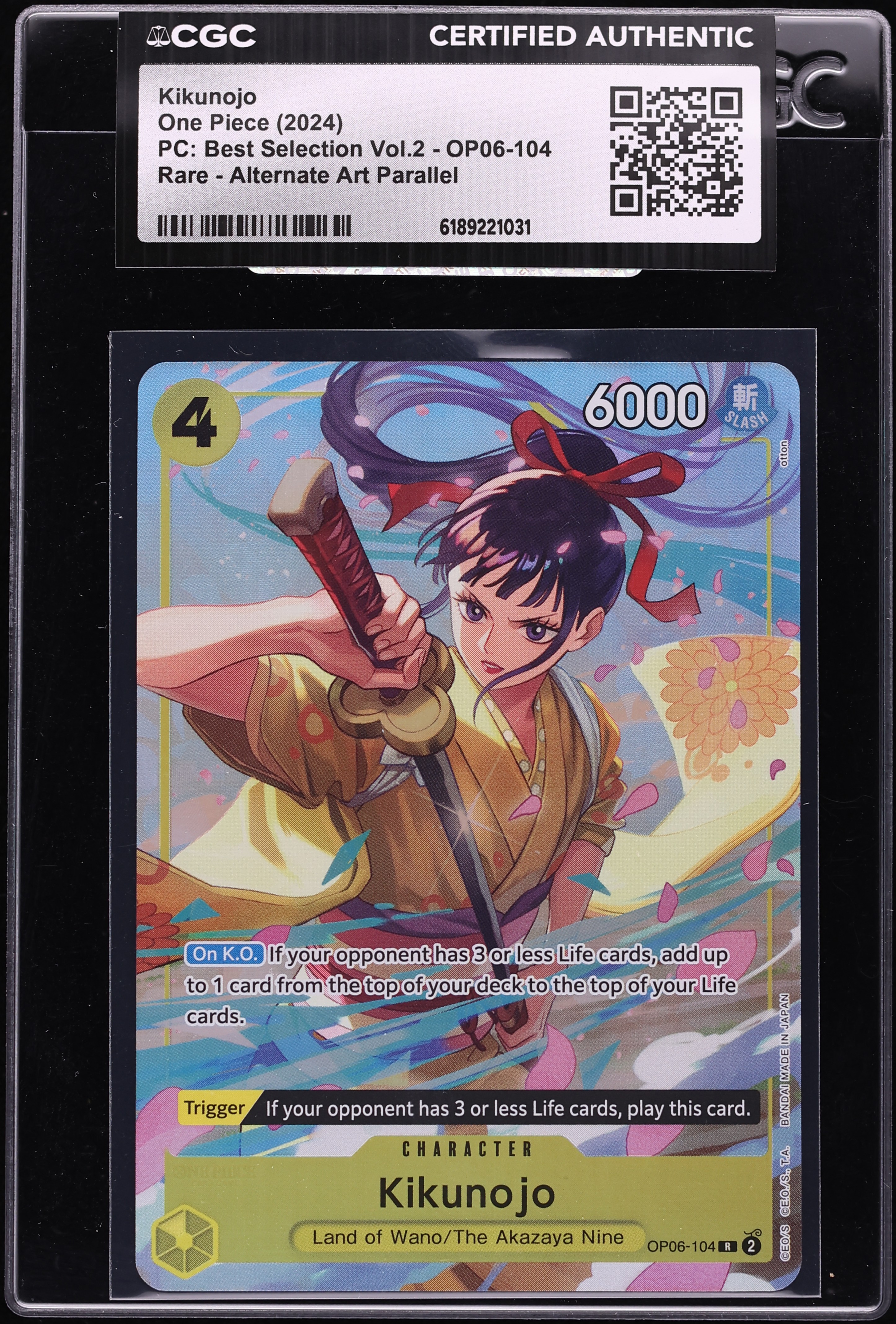 2024 One Piece Premium Collection Best Vol. 2 Alt Art Kikunojo #OP06-104 CGC AUTH