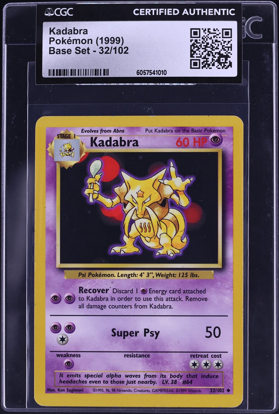 1999 Pokemon Base Set Kadabra #32 CGC AUTH