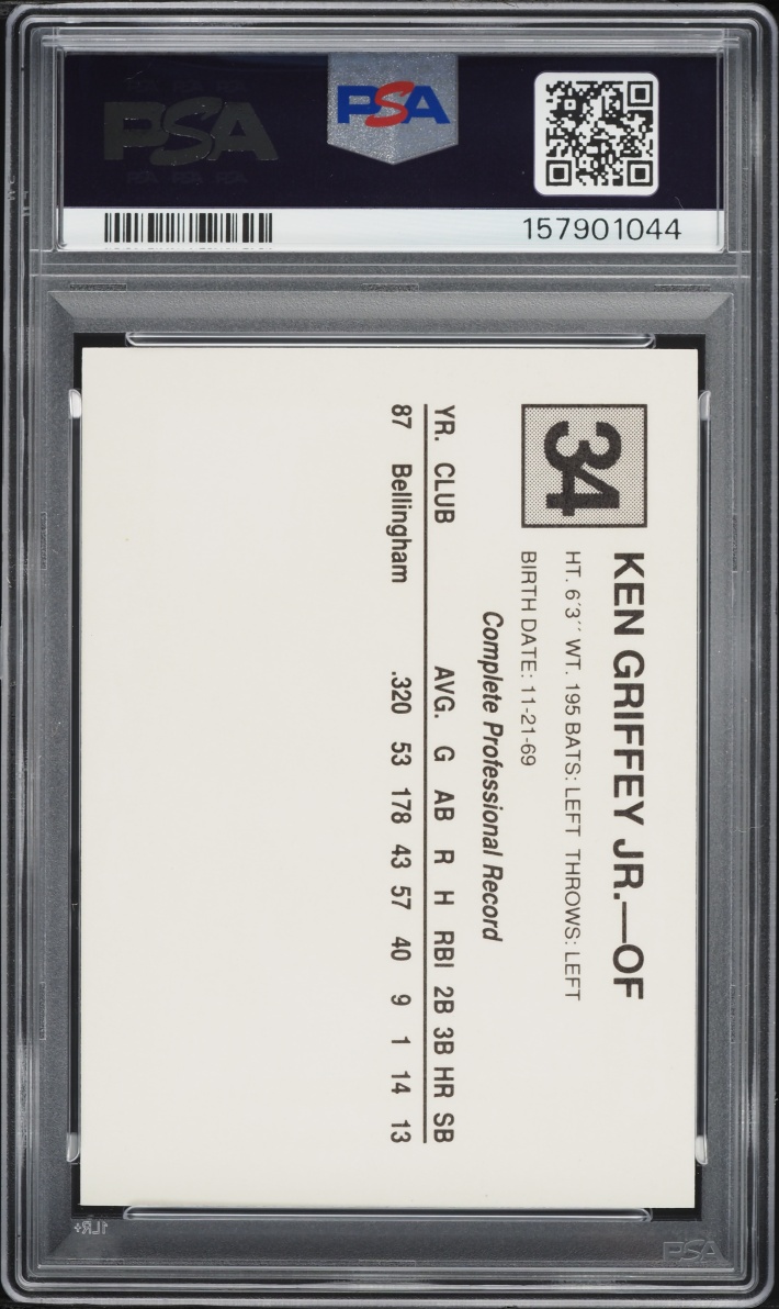 1988 Cal Cards San Bernardino Spirit Ken Griffey Jr ROOKIE #34 PSA 7 NRMT