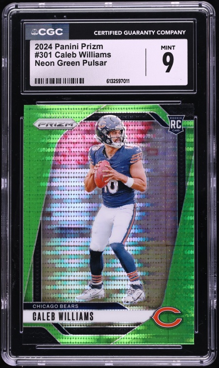 2024 Panini Prizm Neon Green Pulsar Caleb Williams ROOKIE #301 CGC 9 MINT