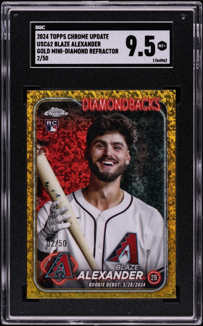 2024 Topps Chrome Update Mini-Diamond Gold Ref. Blaze Alexander ROOKIE /50 #USC62 SGC 9.5 MINT+
