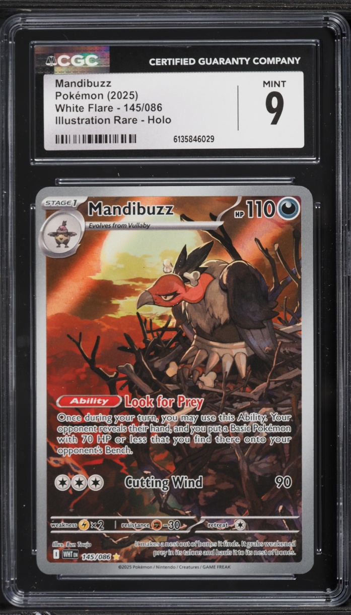 2025 Pokemon Scarlet & Violet White Flare IR Mandibuzz #145 CGC 9 MINT