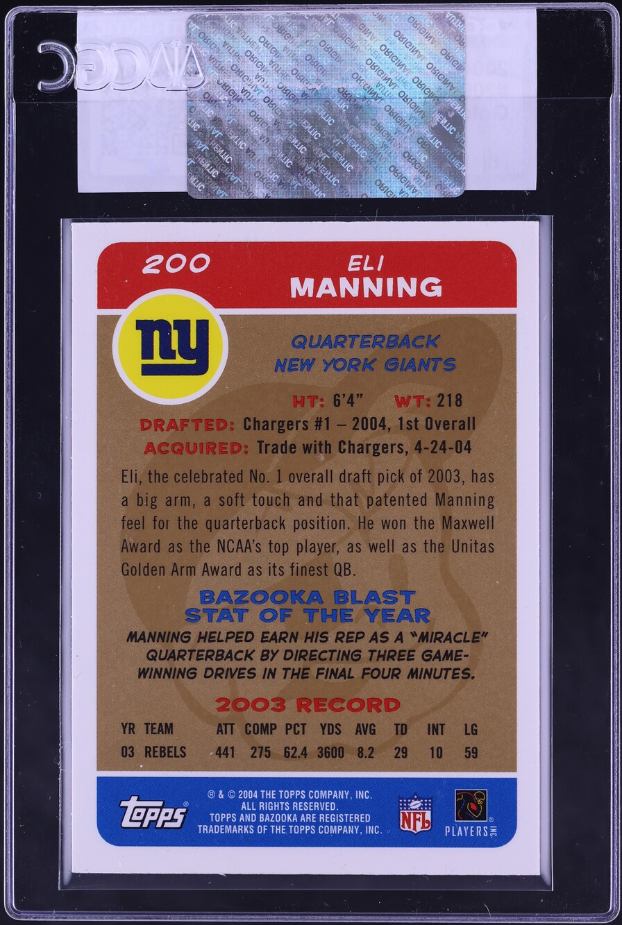 2004 Topps Bazooka Gold Eli Manning ROOKIE #200 CGC AUTH
