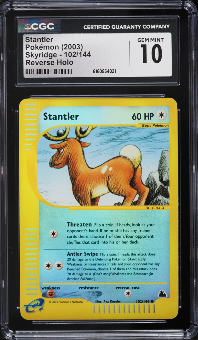 2003 Pokemon Skyridge Reverse Holo Stantler #102 CGC 10 GEM MINT