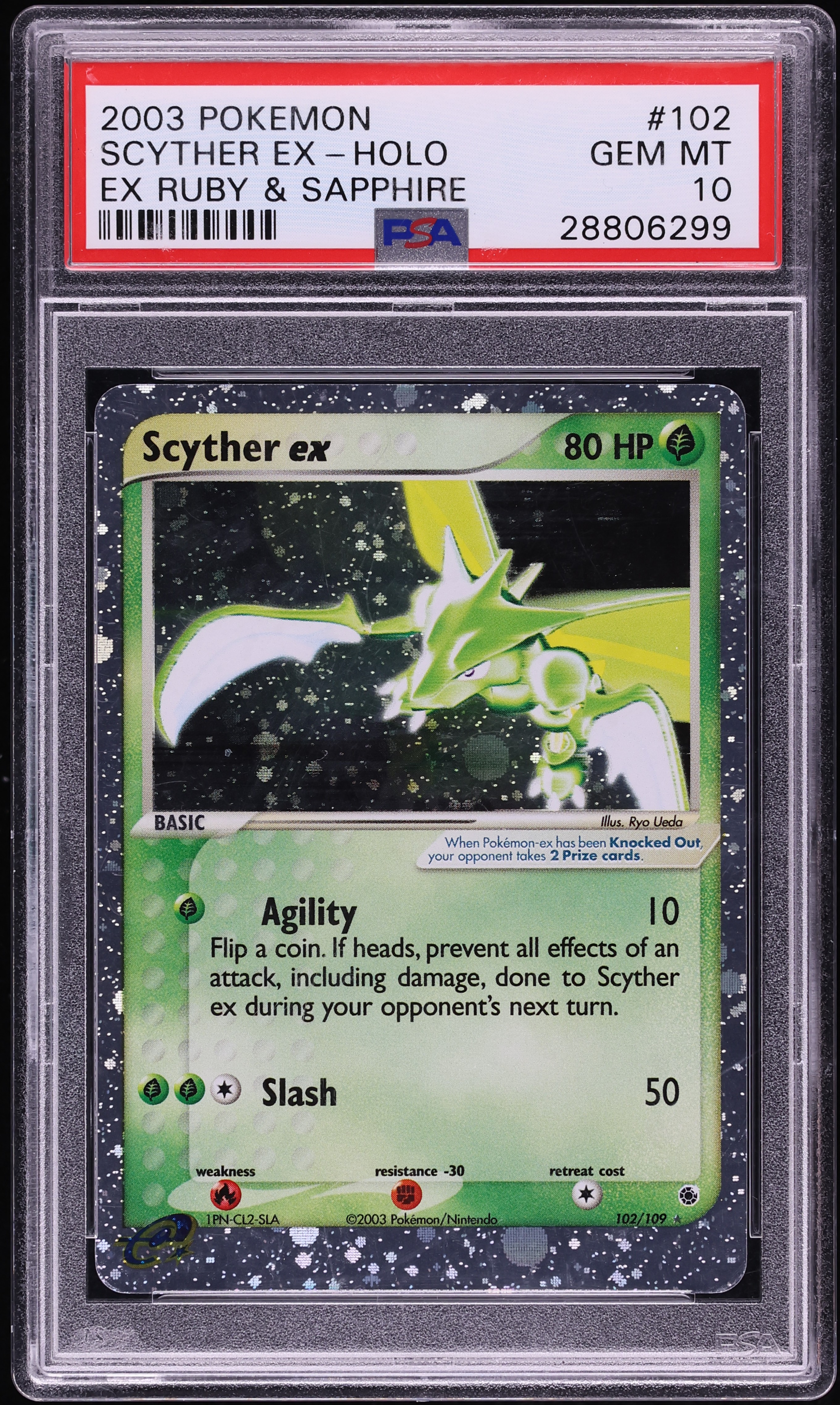 2003 Pokemon EX Ruby & Sapphire Holo Scyther Ex #102 PSA 10 GEM MINT