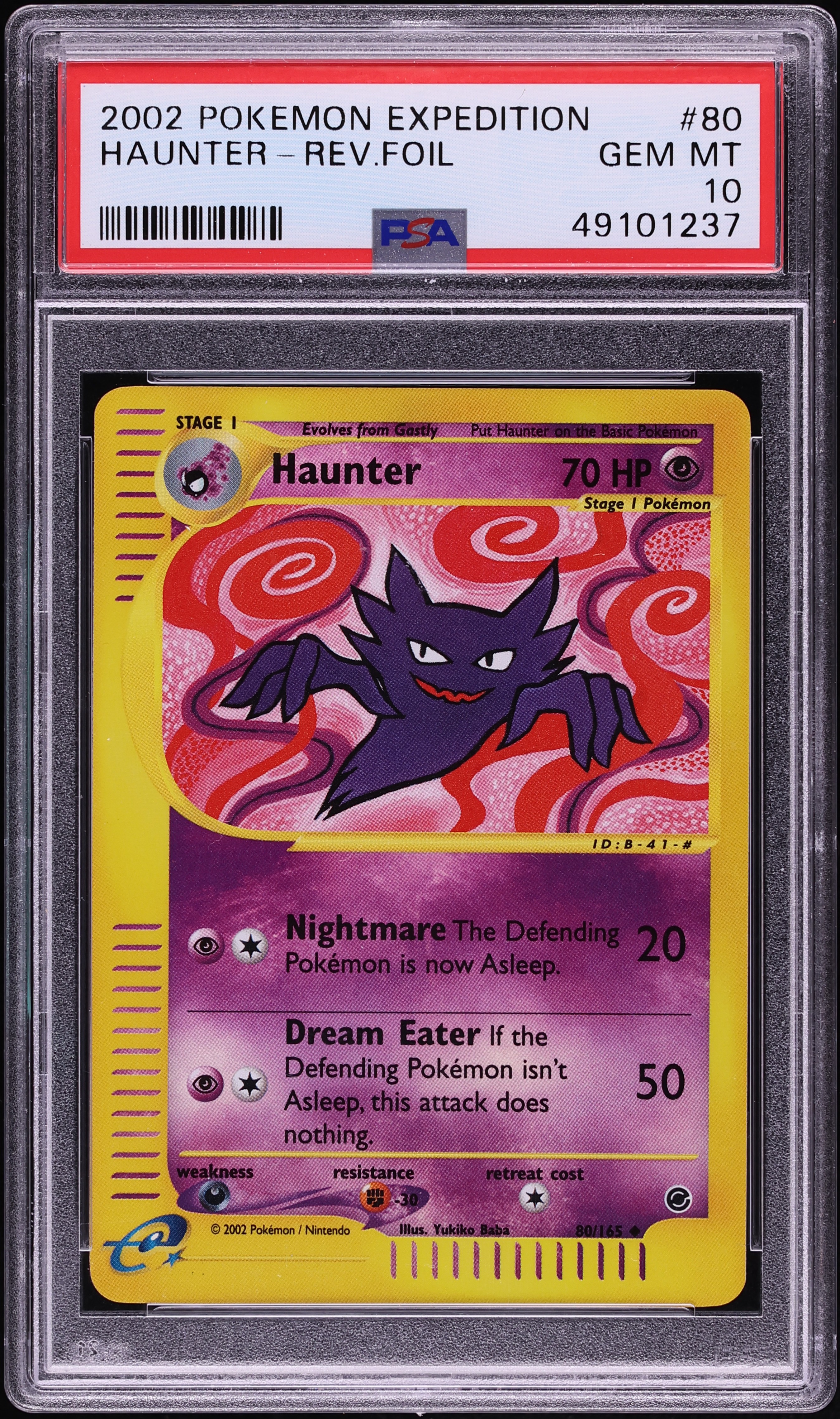2002 Pokemon Expedition Reverse Holo Haunter #80 PSA 10 GEM MINT