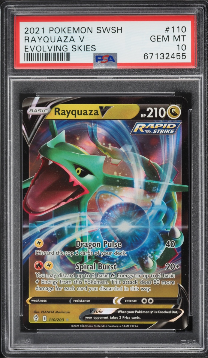 2021 Pokemon Sword & Shield Evolving Skies Alt Art Rayquaza V #110 PSA 10 GEM MINT