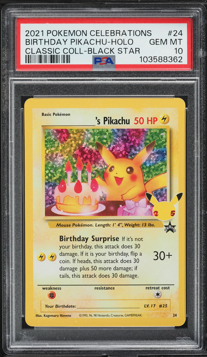2021 Pokemon SWSH Promo Celebrations Holo Birthday Pikachu #24 PSA 10 GEM MINT