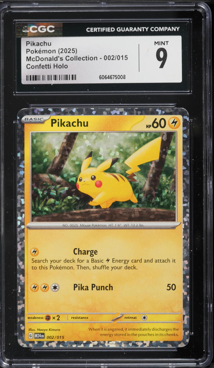 2025 Pokemon McDonald's Collection Confetti Holo Pikachu #2 CGC 9 MINT