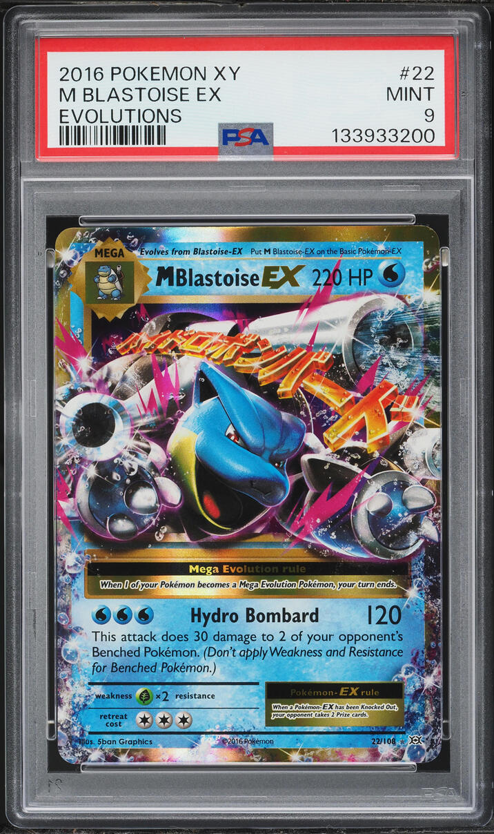 2016 Pokemon XY Evolutions Holo M Blastoise EX #22 PSA 9 MINT